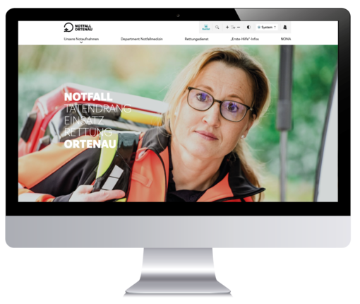 Internetseite des Ortenau Klinikums im neuen Design:Startseite Notfall Ortenau 